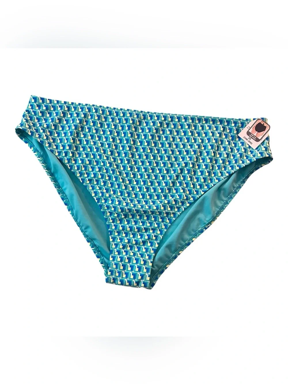Time and Tru Teal and Aqua Geometric Bikini Bottoms